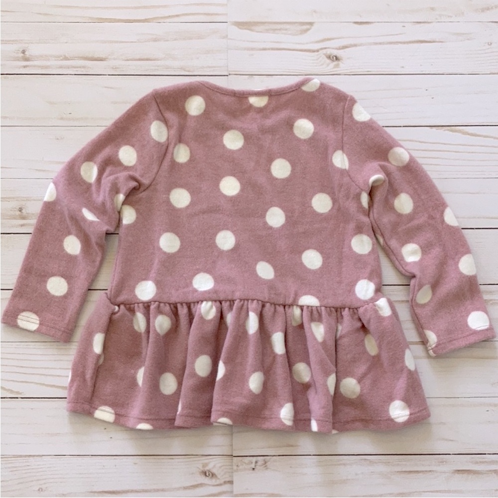 Girls Mauve & Cream Long Sleeve Polka Dot Peplum Tunic Top - Picture 5 of 5